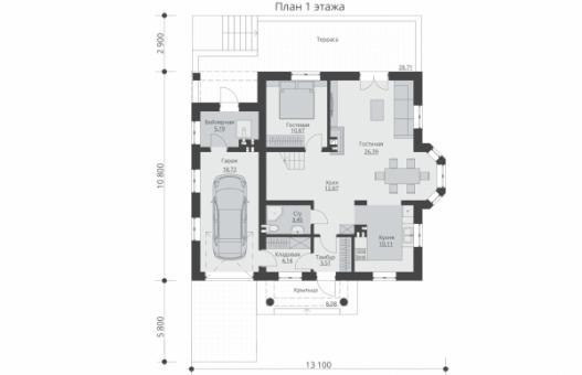 Проект одноэтажного жилого дома с мансардой